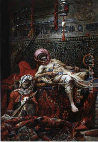 Opiumraucher Oil Painting - Rudolf Ernst