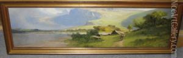 Pair Of Mountain River Scenes Oil Painting - Frank Thomas,francis Carter
