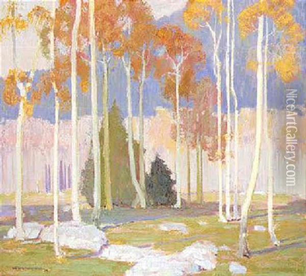 Aspen Trees Oil Painting - Victor William Higgins