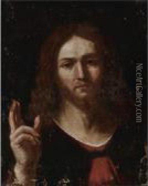Christ As Salvator Mundi Oil Painting - Guercino