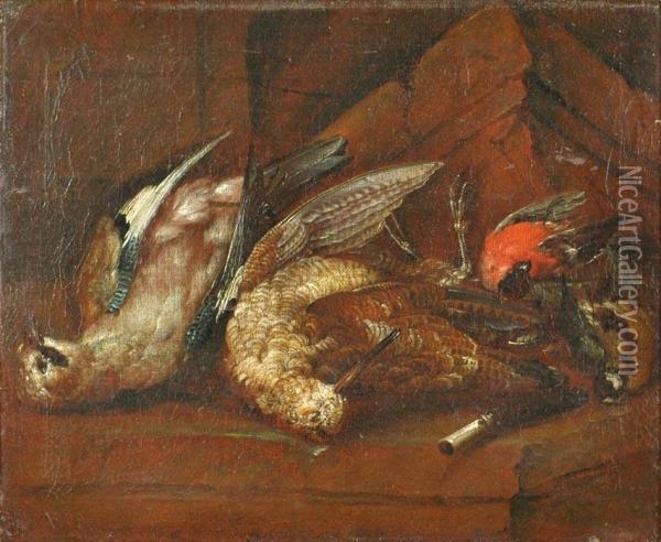 Still-life With Dead Birds Oil Painting - Johann-Adalbert Angermeyer