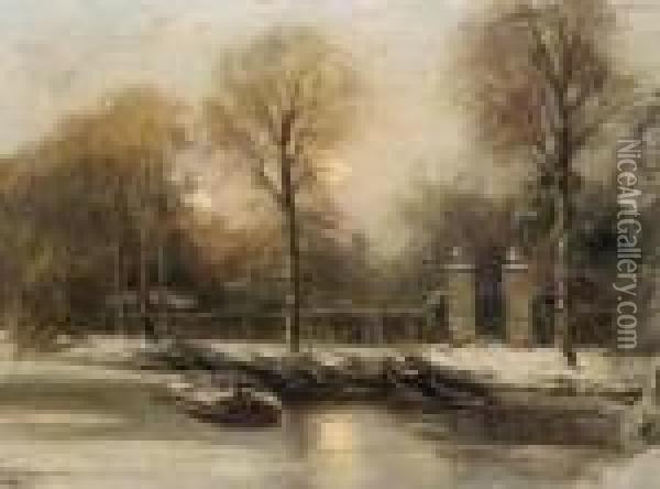 View Of Huis Ten Bosch In Winter, The Hague Oil Painting - Louis Apol