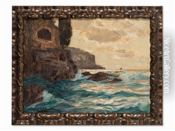 Coastal Landscape Oil Painting - Albert Wenk
