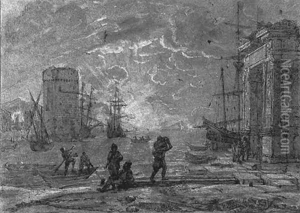Harbour Scene Oil Painting - Claude Lorrain (Gellee)