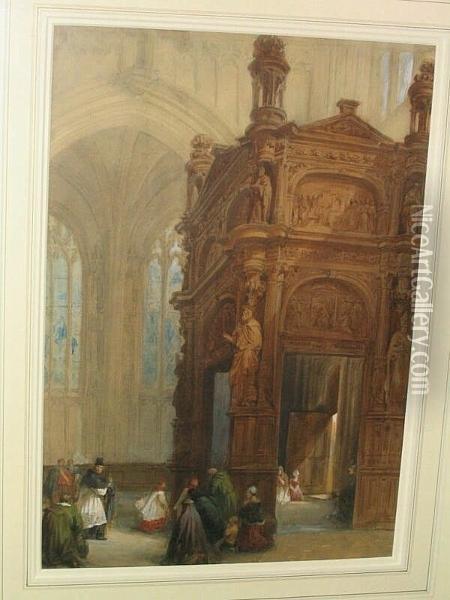 Cathedral Interior Oil Painting - Louis Haghe