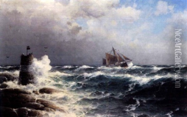 Skute Pa Havet Oil Painting - Lauritz Haaland