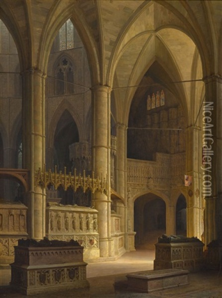 Im Inneren Von Westminster Abbey Oil Painting - Max Emanuel Ainmiller