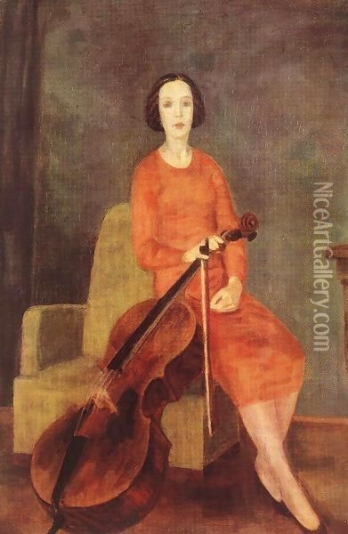 Woman Playing the Cello II 1937 Oil Painting - Paul Brill