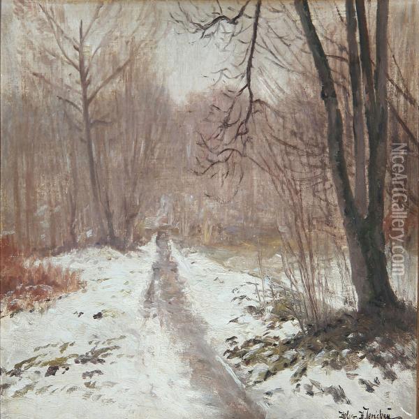 Winter Landscape Oil Painting - Holger Hvitfeldt Jerichau
