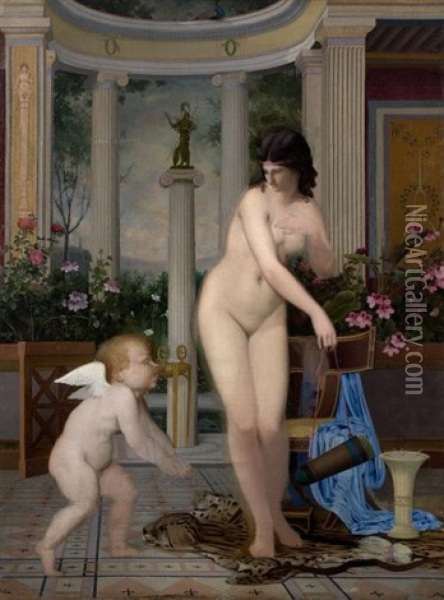 Diane Et Amour Oil Painting - Adolphe Alexandre Lesrel