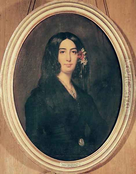 Portrait of George Sand (1804-76) Oil Painting - Auguste Charpentier