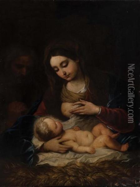 Sacra Famiglia Oil Painting - Giuseppe Simonelli