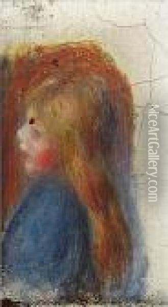 Buste De Profil Oil Painting - Pierre Auguste Renoir