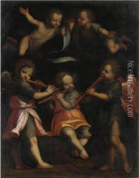Angeli Musicanti Oil Painting - Bernardino Luini