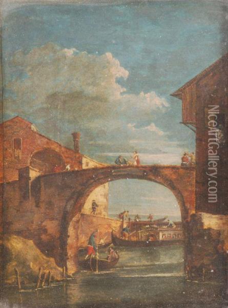 The Porta Del Dolo Oil Painting - Giacomo Guardi