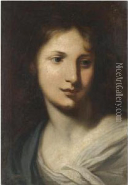 The Head Of A Young Lady, Probably Mary Magdalene Oil Painting - Francesco Furini