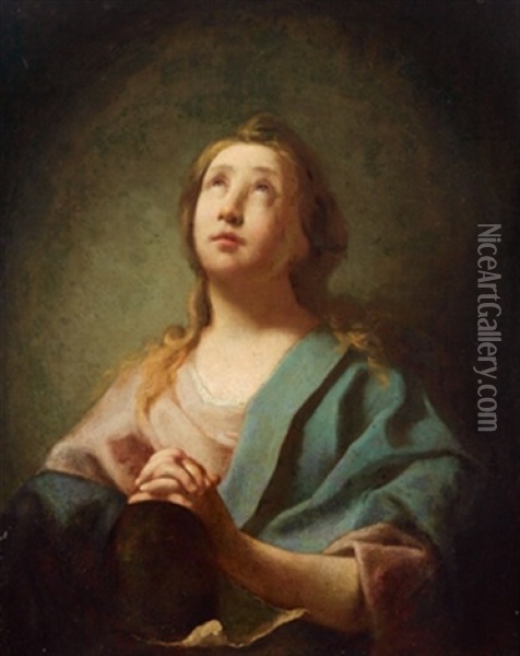 Die Busende Magdalena, La Maddalena Penitente Oil Painting - Giovanni Battista Pittoni the younger