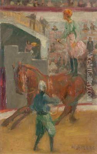 Pferdedressur In Der Zirkusmanege Oil Painting - Wilhelm Lefebre