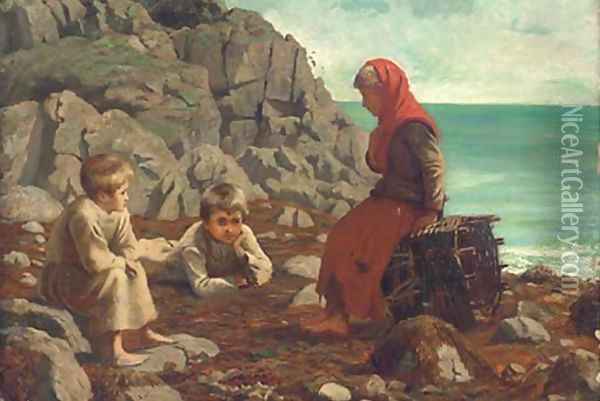 Waiting on the shore Oil Painting - James Clark Hook