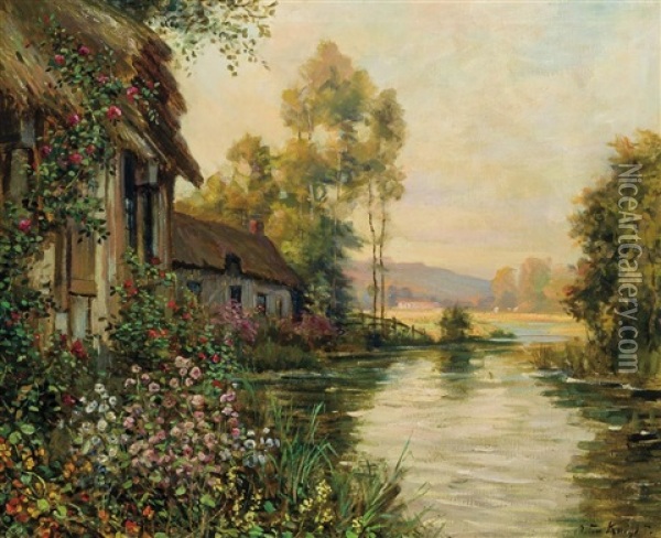 Cottage By The River Oil Painting - Louis Aston Knight