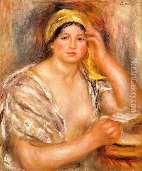 Woman With A Yellow Turban Oil Painting - Pierre Auguste Renoir