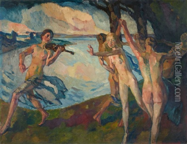 Reigen 2. I. Oil Painting - Leo Putz