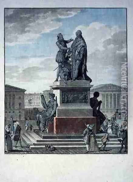 Project for a Monument Dedicated to Louis XVI 1754-93 and Henri IV 1553-1610 Oil Painting - Jean-Francois Janinet
