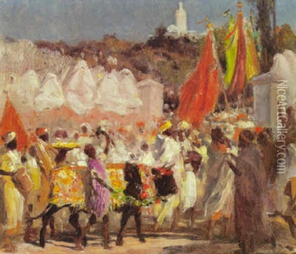 African Ceremony Oil Painting - Gordon Coutts
