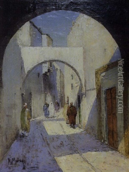 Rue De La Medina A Tunis Oil Painting - Vincent Manago