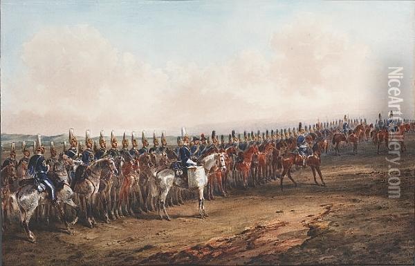 The Mounted Band Of 6th Dragoon Guards (carabiniers) Oil Painting - Orlando Norie