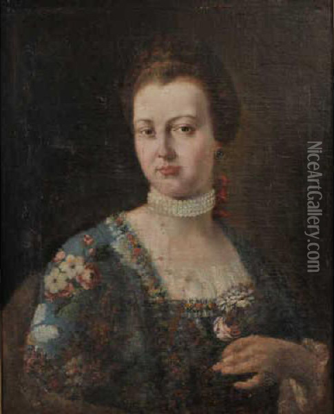 Portrait De Catarina Castiglione Oil Painting - Sebastiano Ceccarini