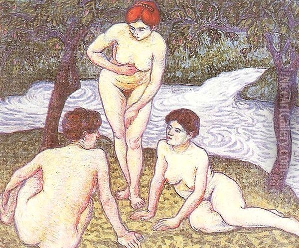 Bathers 1909 Oil Painting - Sidney Harold Meteyard