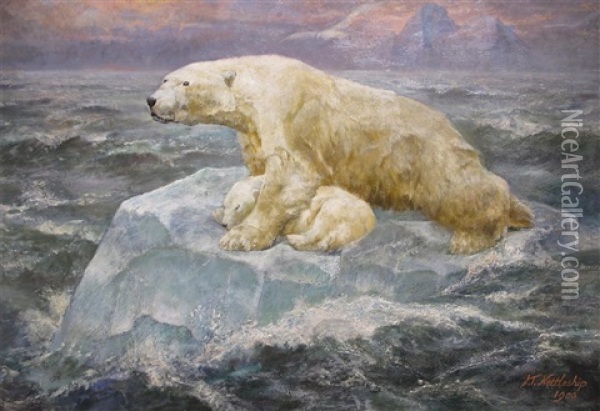 Adrift Oil Painting - John Trivett Nettleship