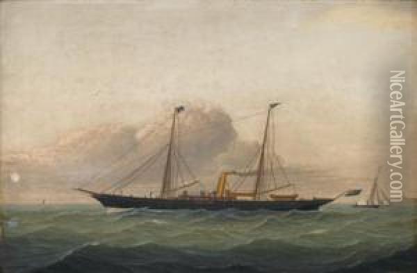 S. Yacht 'vanduara' Oil Painting - J.A. Stewart