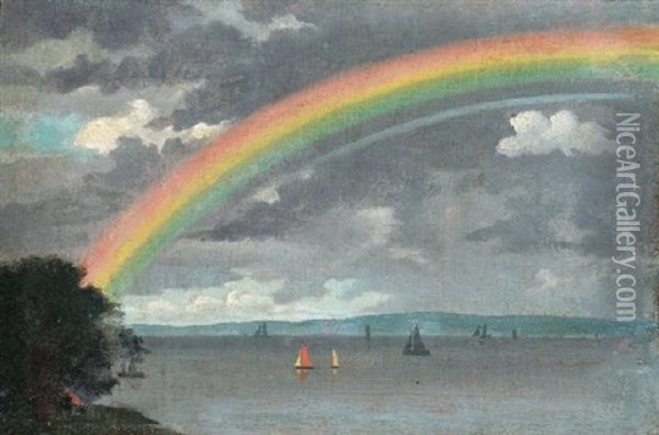 Regnbue Over Havet Oil Painting - Christoffer Wilhelm Eckersberg