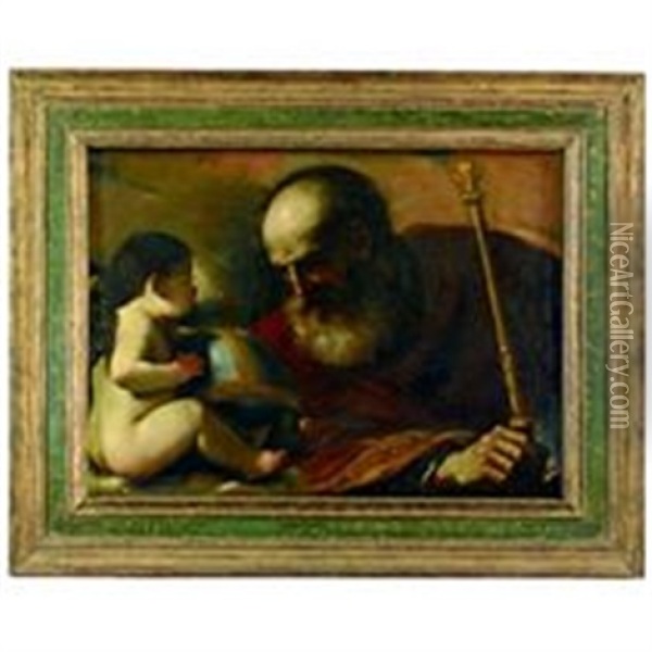 Dieu Le Pere Et L'ange Oil Painting -  Guercino