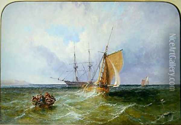 Shipping off the Coast 1871 Oil Painting - James Edwin Meadows