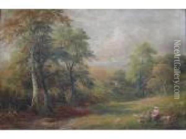 Happy Days By The Brook Oil Painting - George Turner