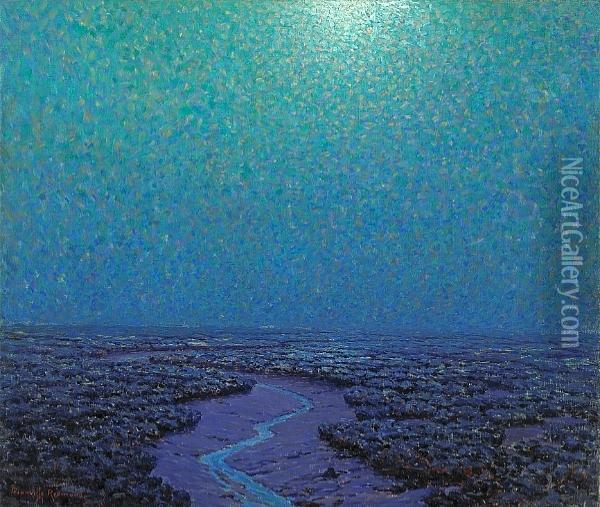 Moonlight On The Marsh Oil Painting - Granville Redmond