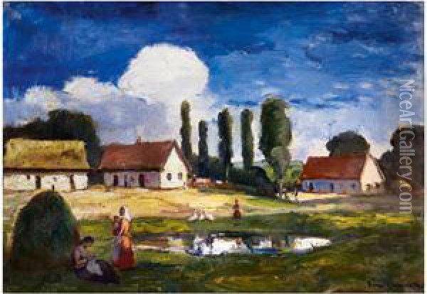 Faluvege Oil Painting - Bela Ivanyi Grunwald