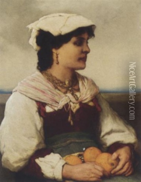 Woman Of Capri Oil Painting - Gabriel von Max