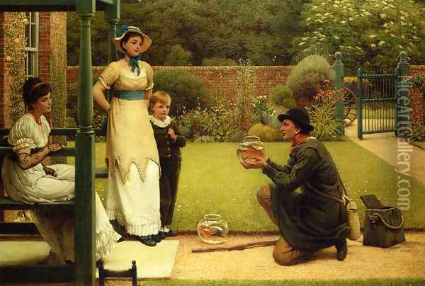 The Goldfish Seller Oil Painting - George Dunlop, R.A., Leslie