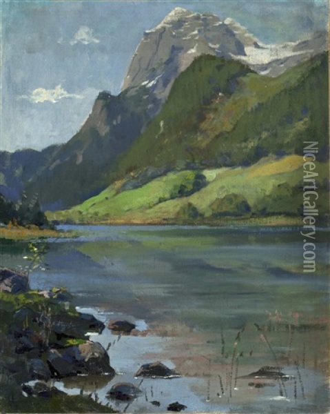 Gebirgssee Oil Painting - Julius von Blaas