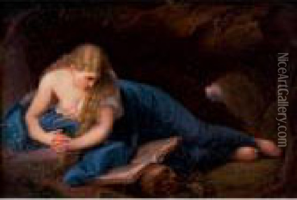 Plaque Of The Penitent 
Magdalene Oil Painting - Pompeo Gerolamo Batoni