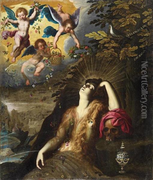 Die Hl. Maria Magdalena Mit Engeln Oil Painting - Jacques Bellange