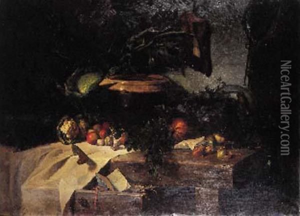 Nature Morte Aux Fruits Et Legumes Oil Painting - Charles Marie Lhuillier