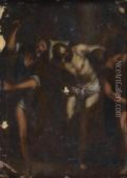 La Flagellation Oil Painting - Acopo D'Antonio Negretti (see Palma Giovane)