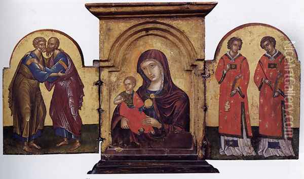 Triptych 1490s Oil Painting - Nikolaos Tsafouris
