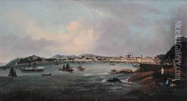 Harbour at Macao China Oil Painting - Lam Qua
