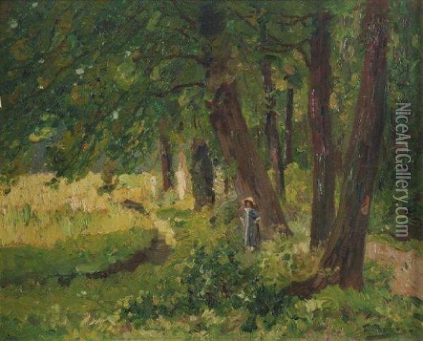 Jeune Fille Dans Un Sous Bois Oil Painting - Francois Maury